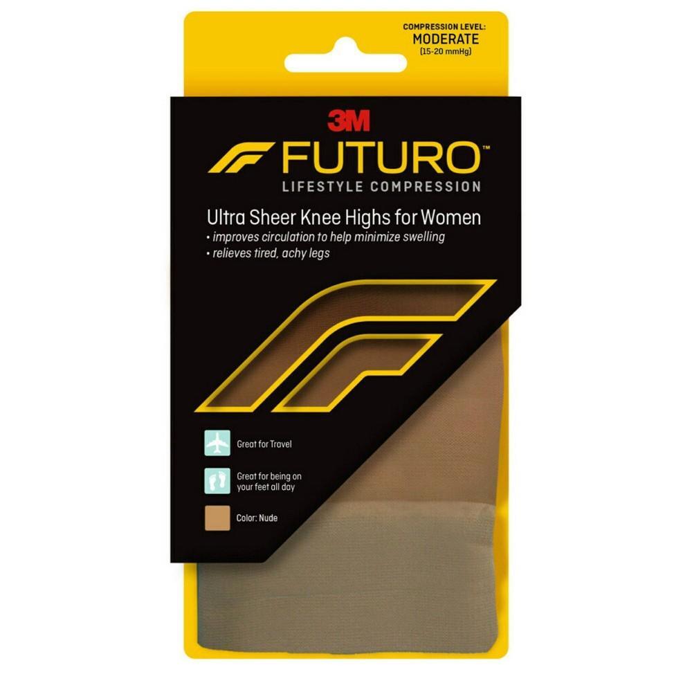 Futuro TheOnlineDrugstore: Revitalizing Ultra Sheer Knee Highs For Women Medium Nude Moderate Compression - 1 Pair