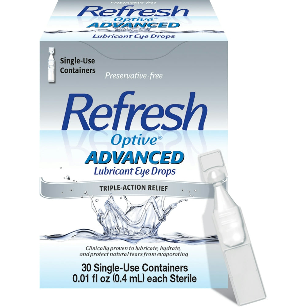 Refresh Optive Advanced Preservative-Free Lubricant Eye Drops - 30 Single-Use Containers