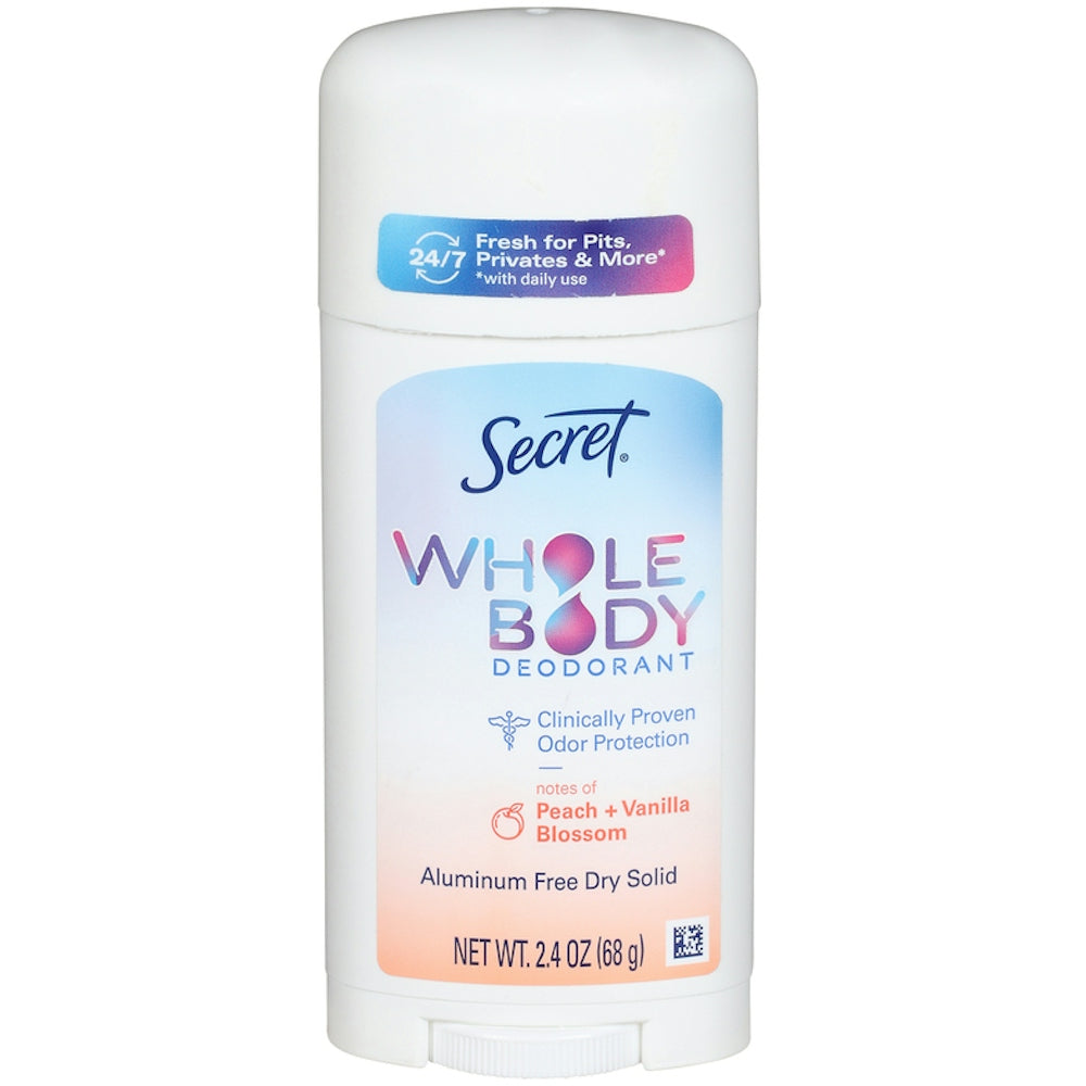 Secret Whole Body Deodorant Stick, Peach & Vanilla Blossom, 2.4 oz - Aluminum-Free
