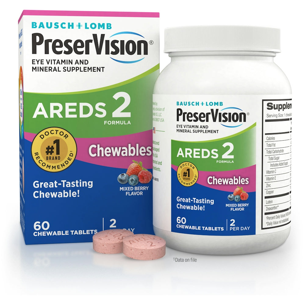 PreserVision  Mixed Berry Flavor Areds 2 Formula 60 Chewable Tablets