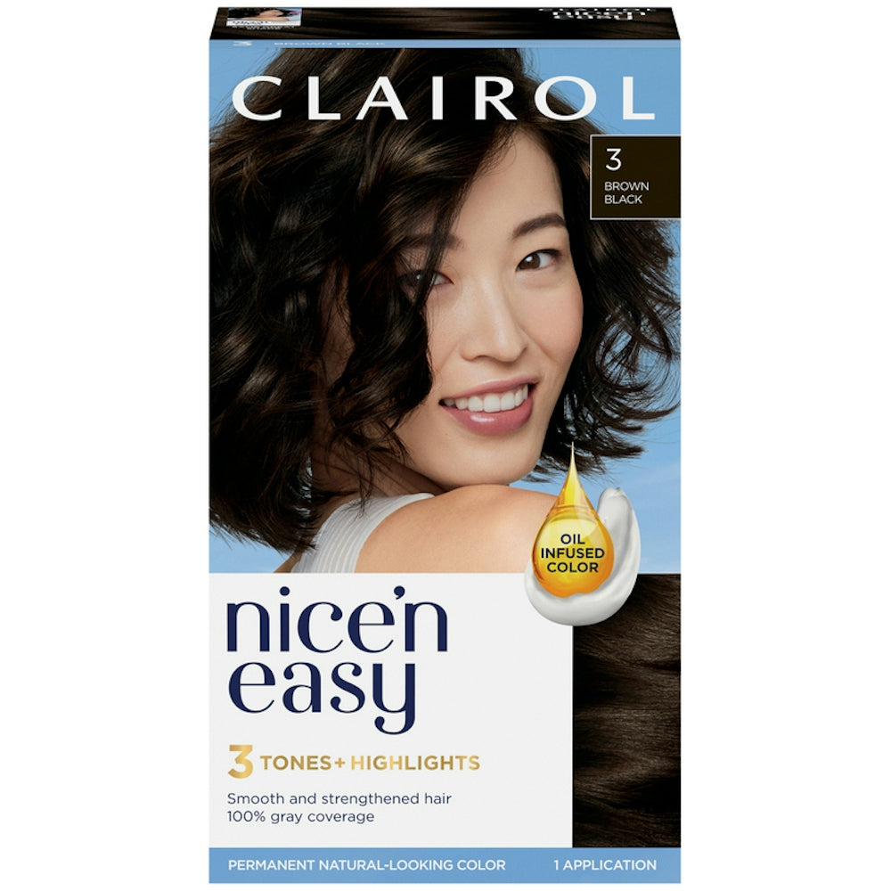 Nice’n Easy Clairol Nice 'n Permanent Hair Color, #3 Brown Black