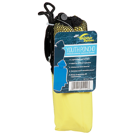 The Weather Station Child’s Emergency Rain Poncho, Lightweight & Waterproof, Clear, 1 Count