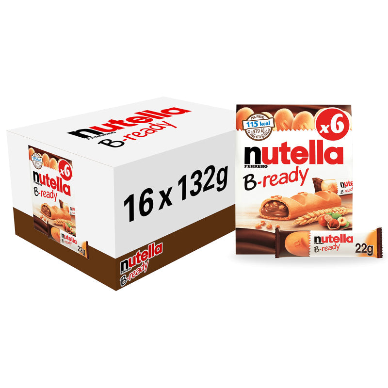 Nutella B-ready Crispy Wafer Bars, Hazelnut Spread with Cocoa, 16 Count Box