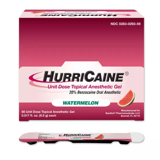 Hurricaine Topical Anesthetic Gel 20% Watermelon 60 x 0.5g Unit Dose