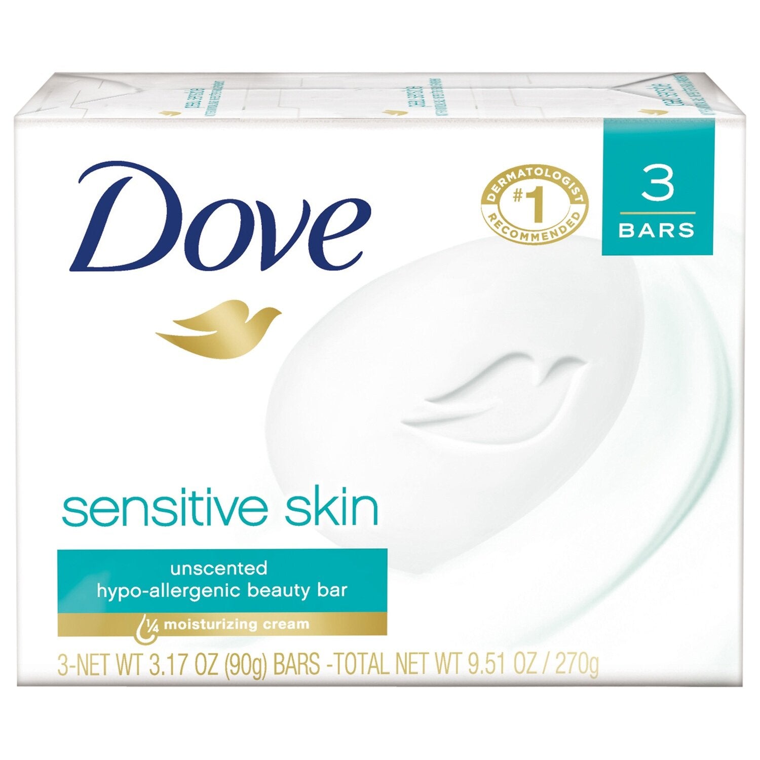 Dove Beauty Bar for Sensitive Skin - 3.17 oz (3 Count) - Fragrance Free