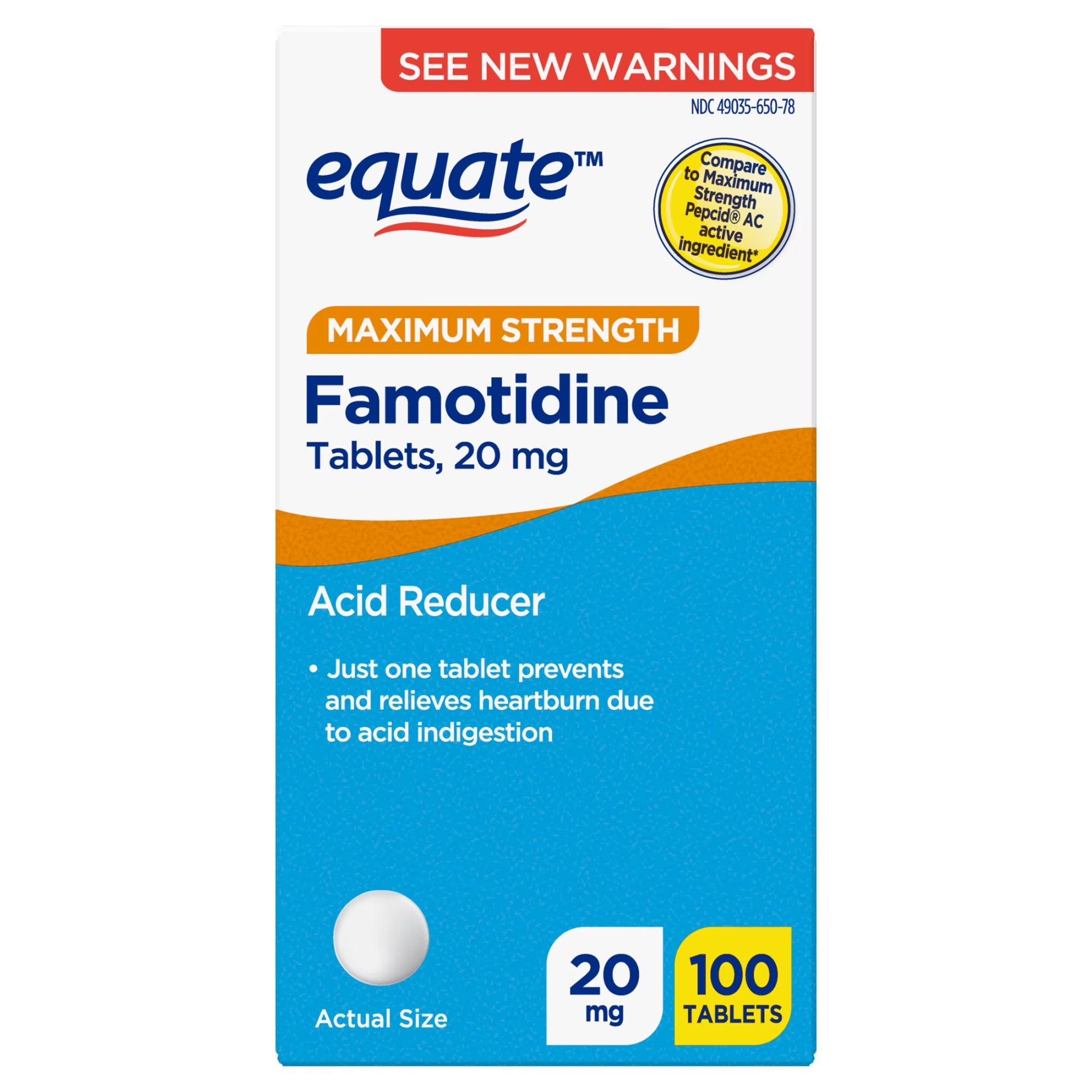 Famotidine 20mg Acid Reducer Tablets - 100 Tablets