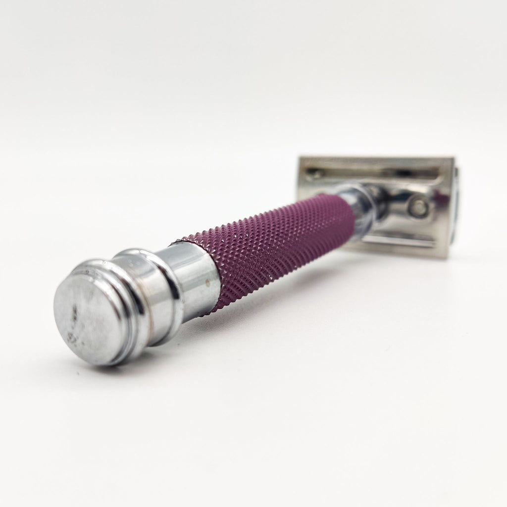 Dural Heavy Stroud Head Double Edge Safety Razor Duty Purple + Pouch