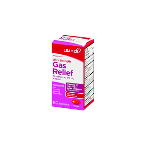 Leader™ Ultra Strength Gas Relief – 250 mg Simethicone (60 Softgels)